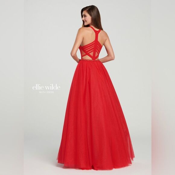 Ellie Wilde by Mon Cherie Womens Prom Dress Size 2 Red Formal Gala HOCO - Picture 3 of 11
